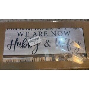 Sandy Toes Salty Kisses Cute Ocean Beach Sea Hanging 16 by 8" Wood Sign NEW